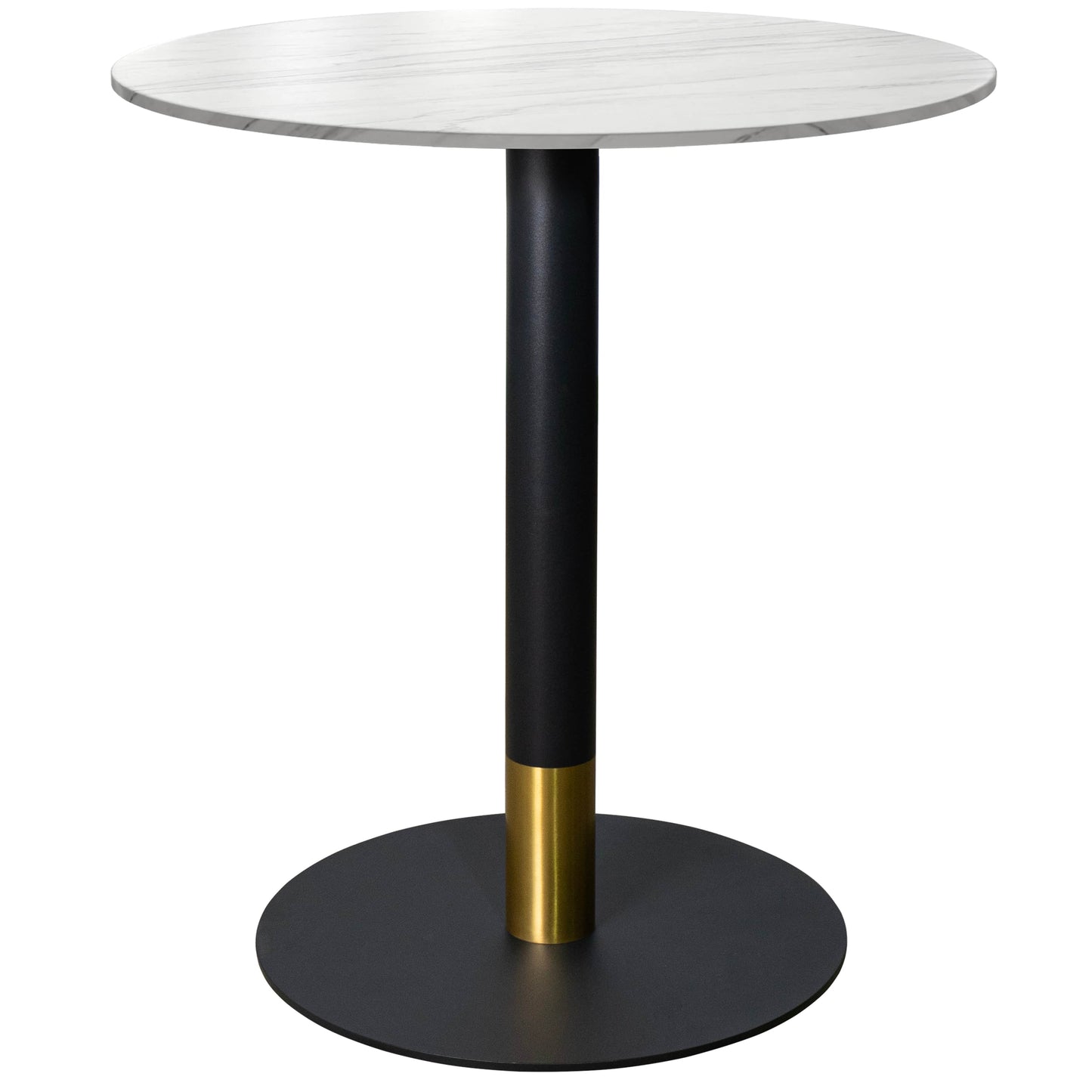 Vail Collection Dining Table Black/Gold Base With 27"/36" Round Stone Top