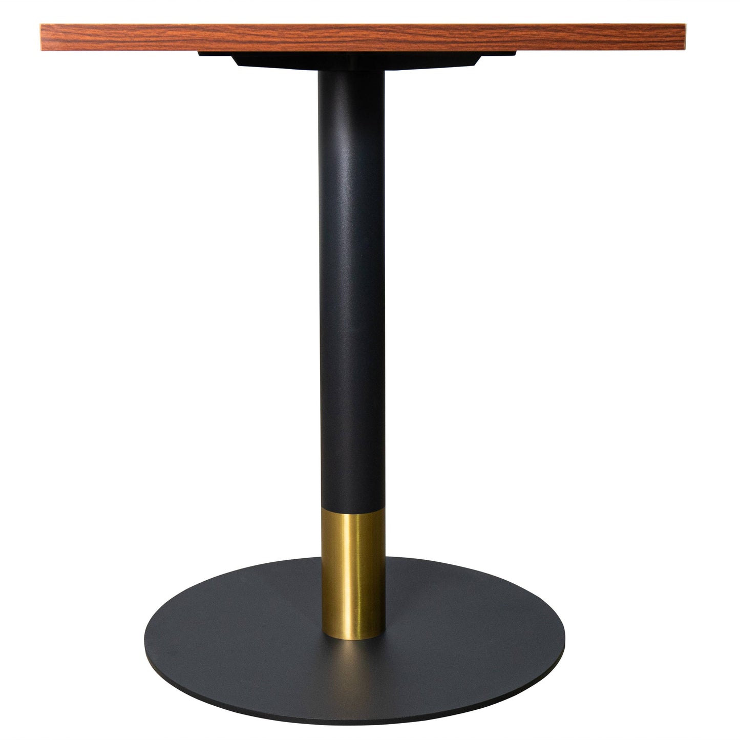 LeisureMod Vail Collection Dining Table Black/Gold Round Base With 24" Square Black MDF Top