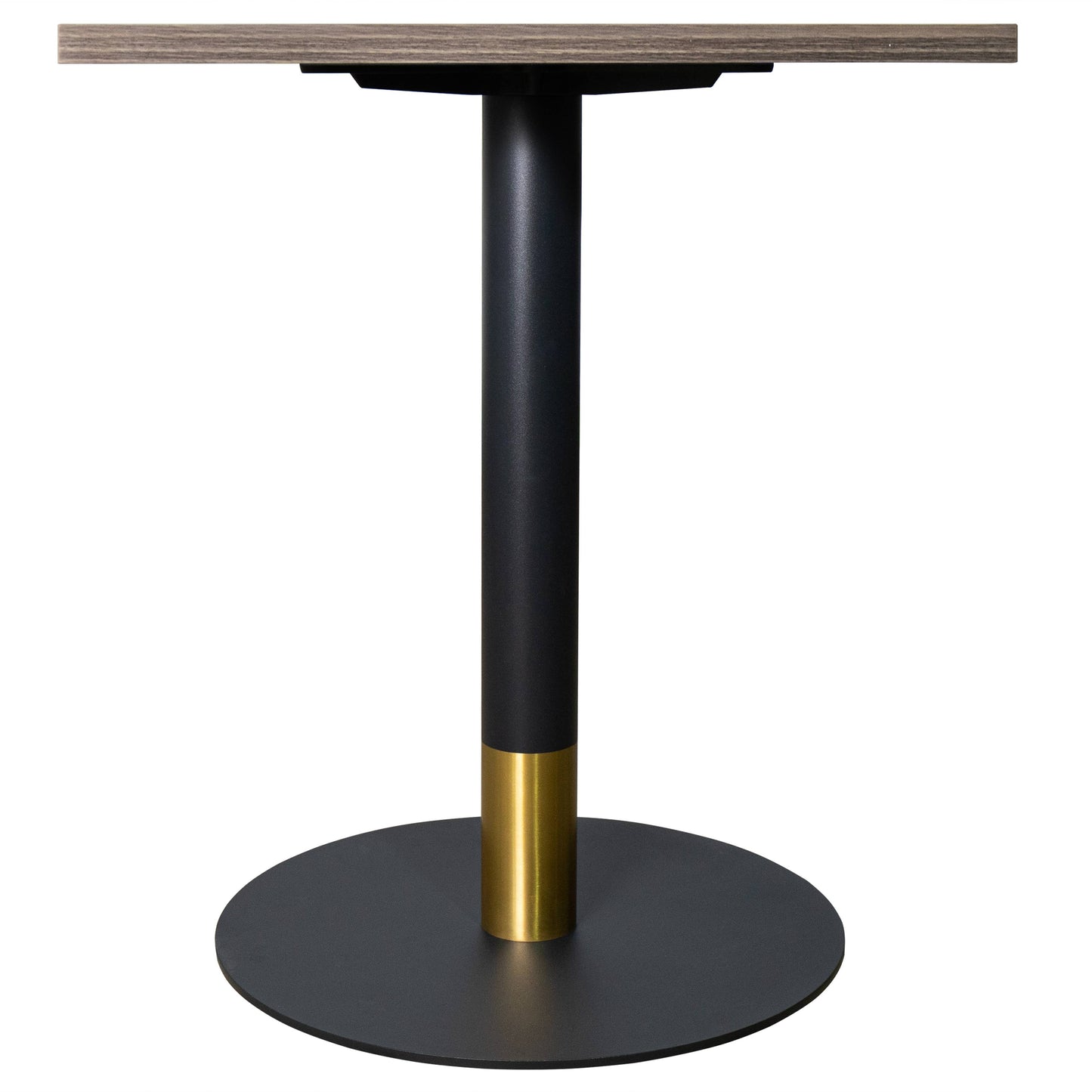 LeisureMod Vail Collection Dining Table Black/Gold Round Base With 24" Square Black MDF Top