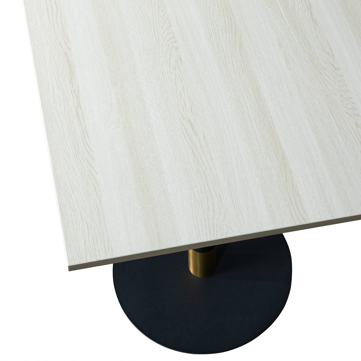 LeisureMod Vail Collection Dining Table Black/Gold Round Base With 24" Square Black MDF Top