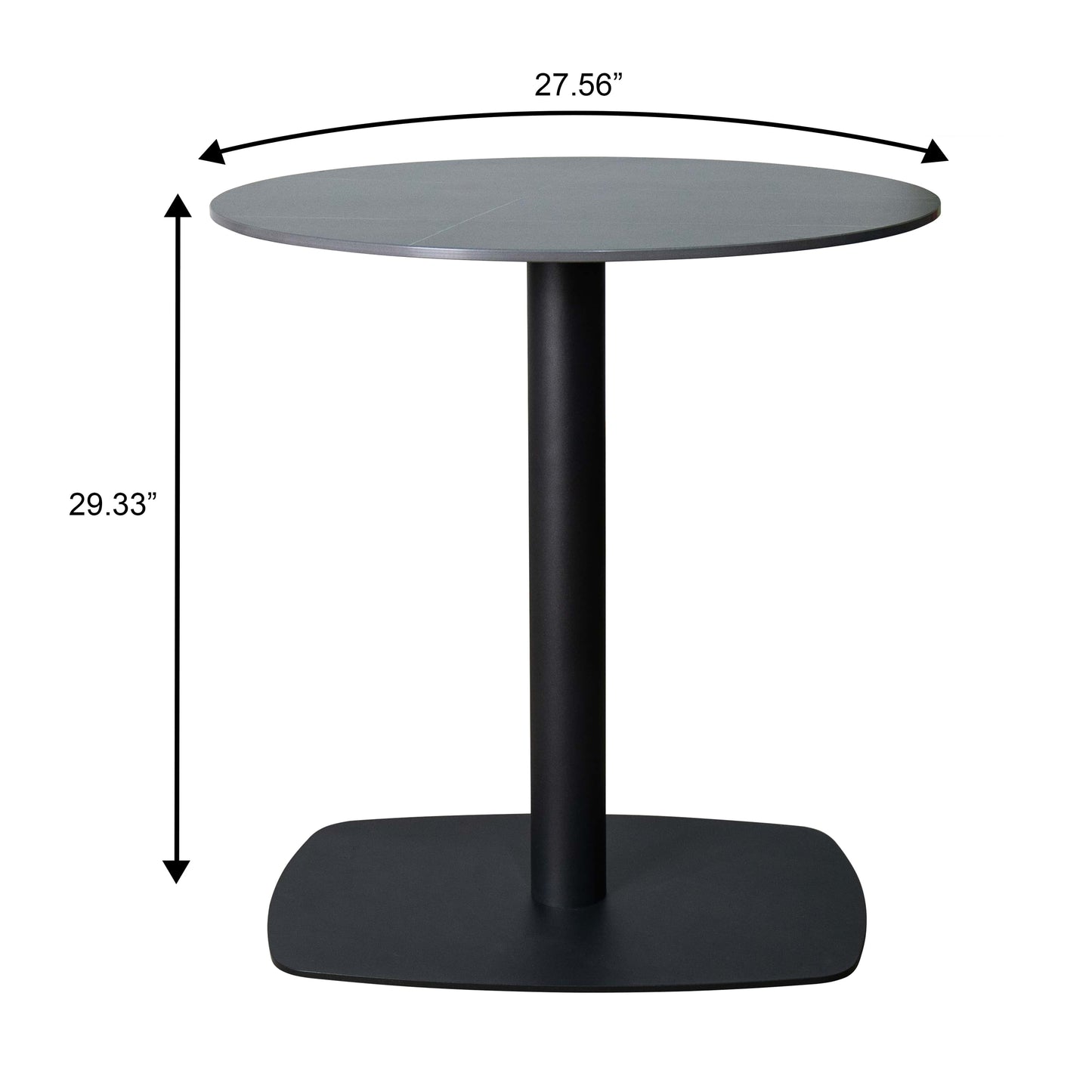 Vail Collection Dining Table Black Rectangle Base With 27"/36" Round Stone Top