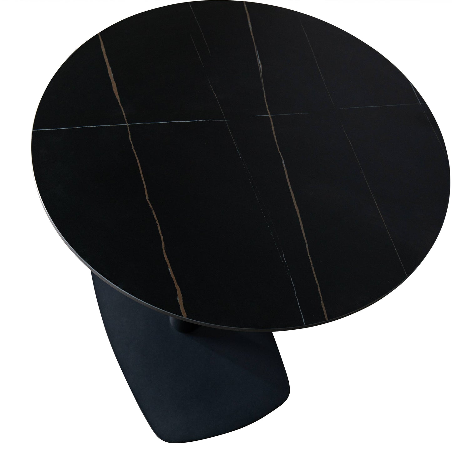 Vail Collection Dining Table Black Rectangle Base With 27"/36" Round Stone Top