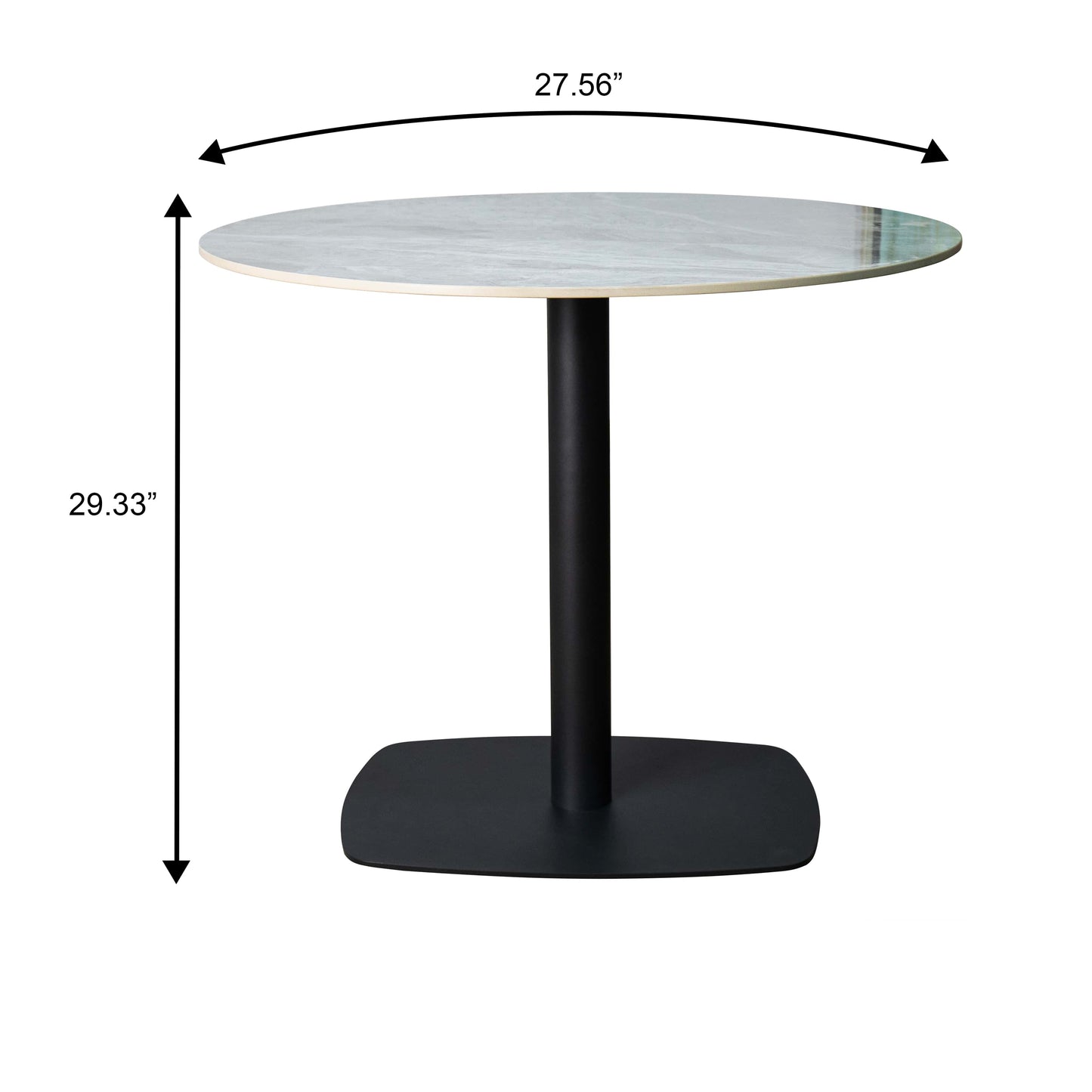Vail Collection Dining Table Black Rectangle Base With 27"/36" Round Stone Top