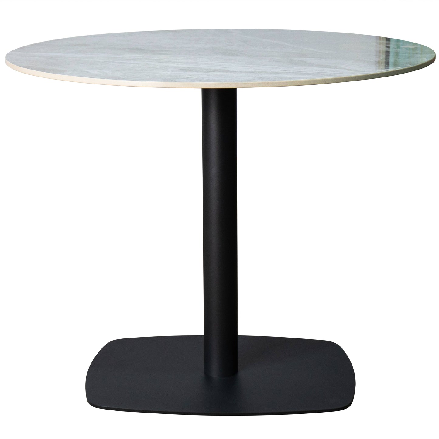 Vail Collection Dining Table Black Rectangle Base With 27"/36" Round Stone Top