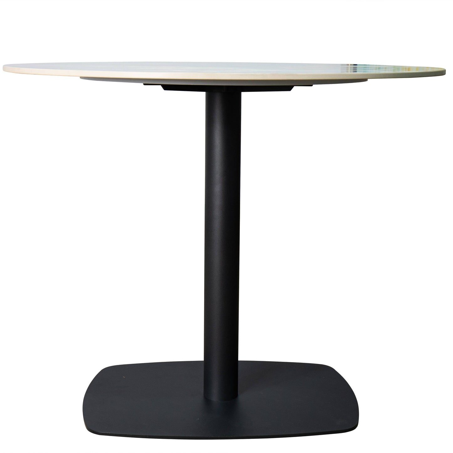 Vail Collection Dining Table Black Rectangle Base With 27"/36" Round Stone Top