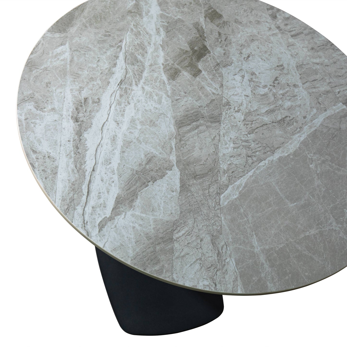 Vail Collection Dining Table Black Rectangle Base With 27"/36" Round Stone Top