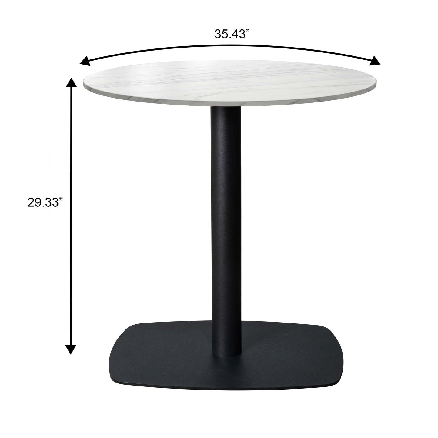 Vail Collection Dining Table Black Rectangle Base With 27"/36" Round Stone Top
