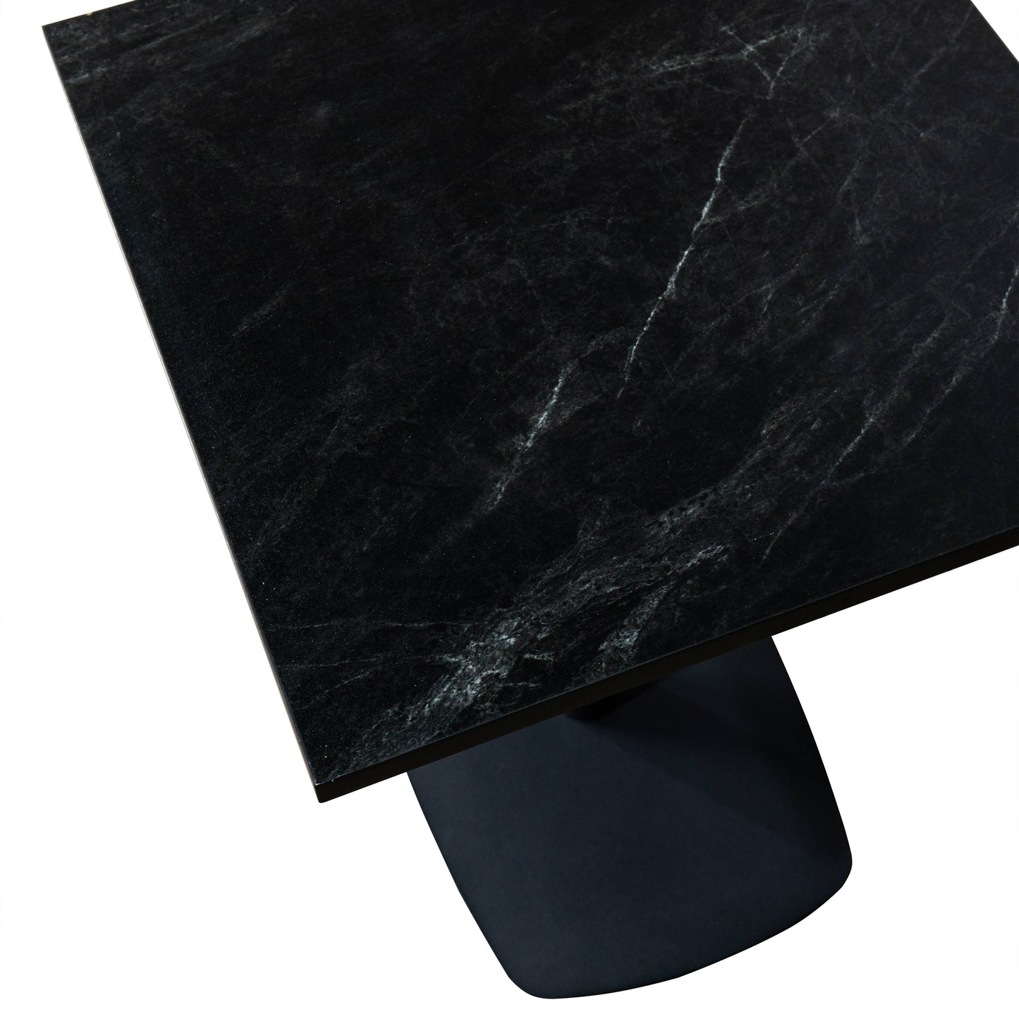 LeisureMod Vail Collection Dining Table Black Rectangle Base With 24" Square MDF Top