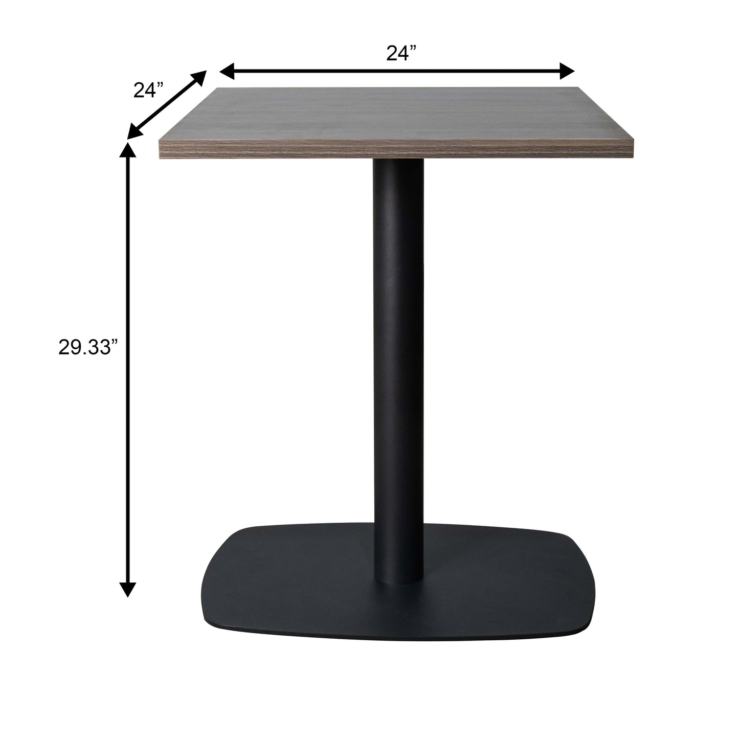LeisureMod Vail Collection Dining Table Black Rectangle Base With 24" Square MDF Top