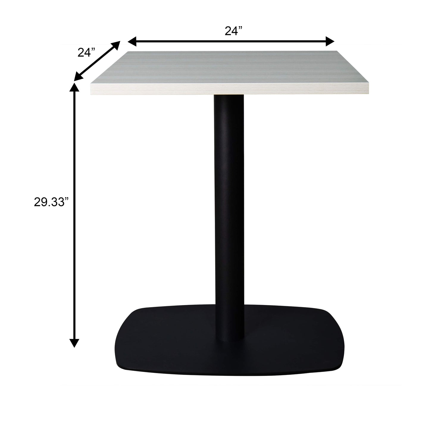 LeisureMod Vail Collection Dining Table Black Rectangle Base With 24" Square MDF Top