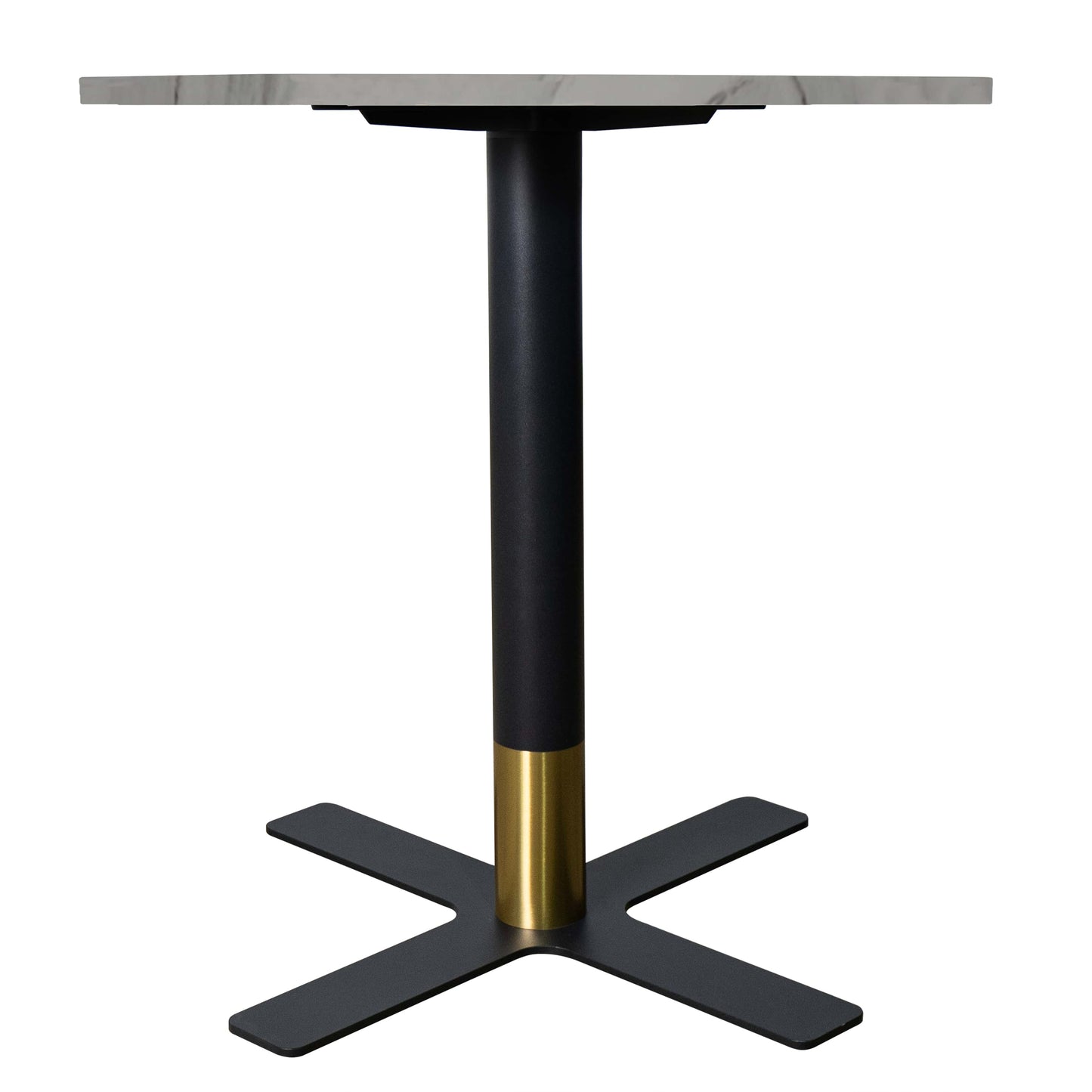Vail Collection Dining Table Black/Gold X Base With 27"/36" Round BLack Stone Top