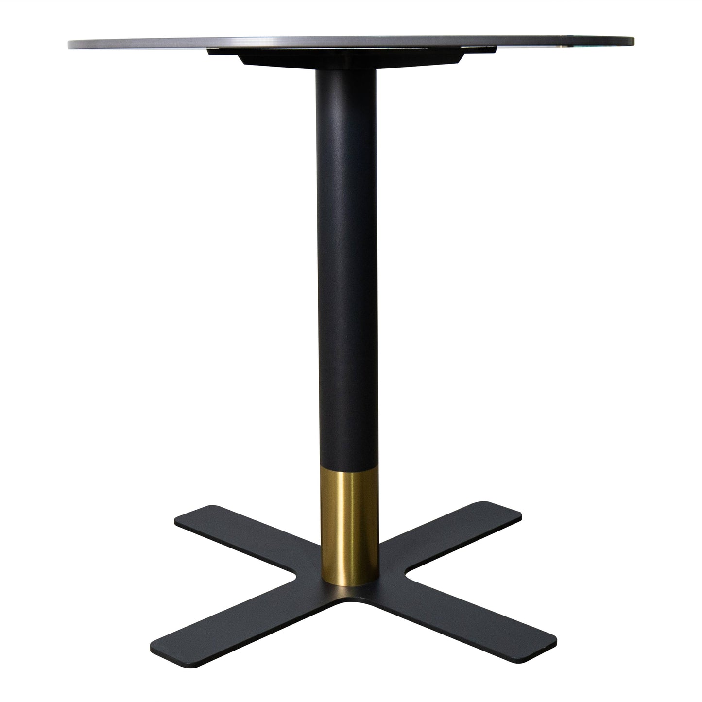 Vail Collection Dining Table Black/Gold X Base With 27"/36" Round BLack Stone Top