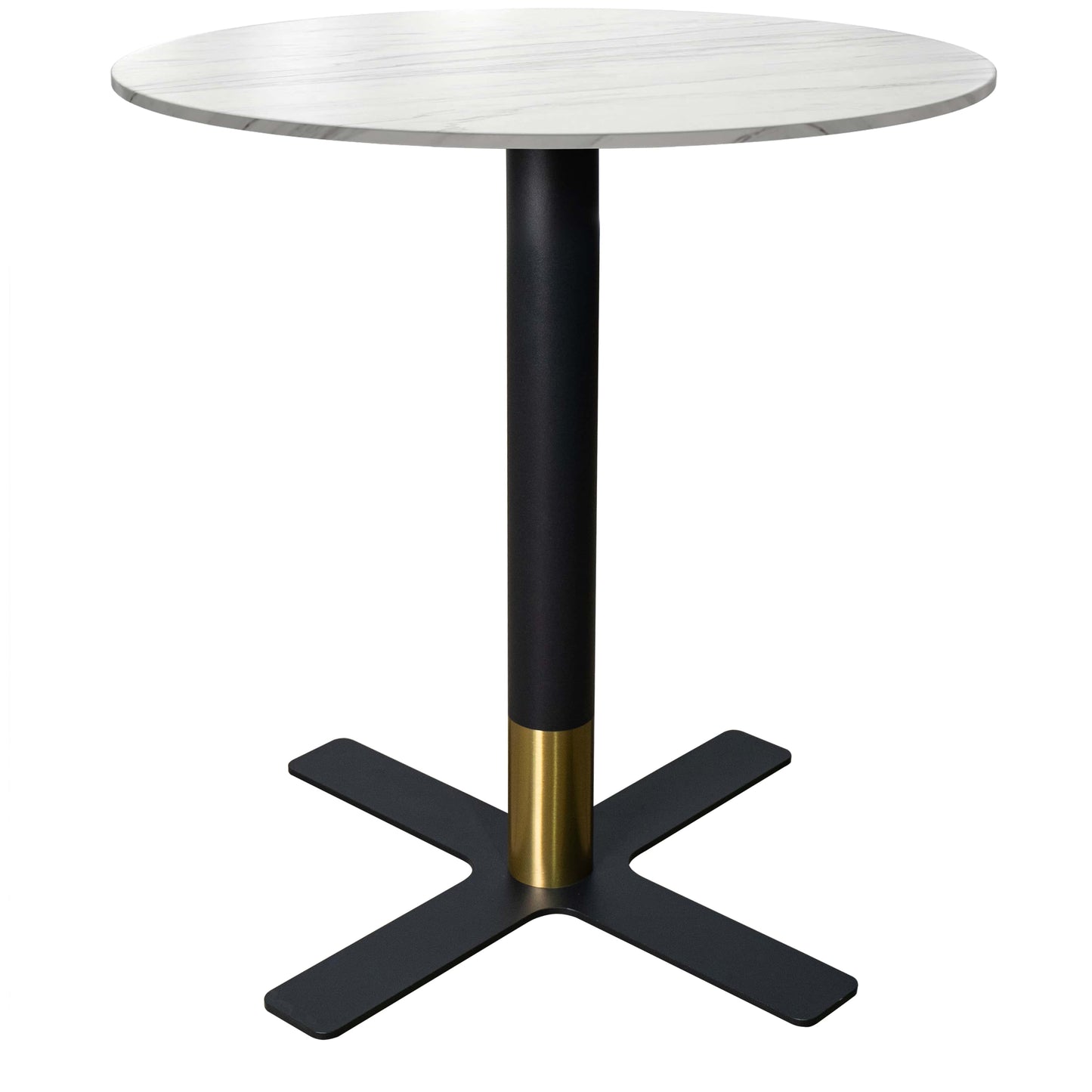 Vail Collection Dining Table Black/Gold X Base With 27"/36" Round BLack Stone Top