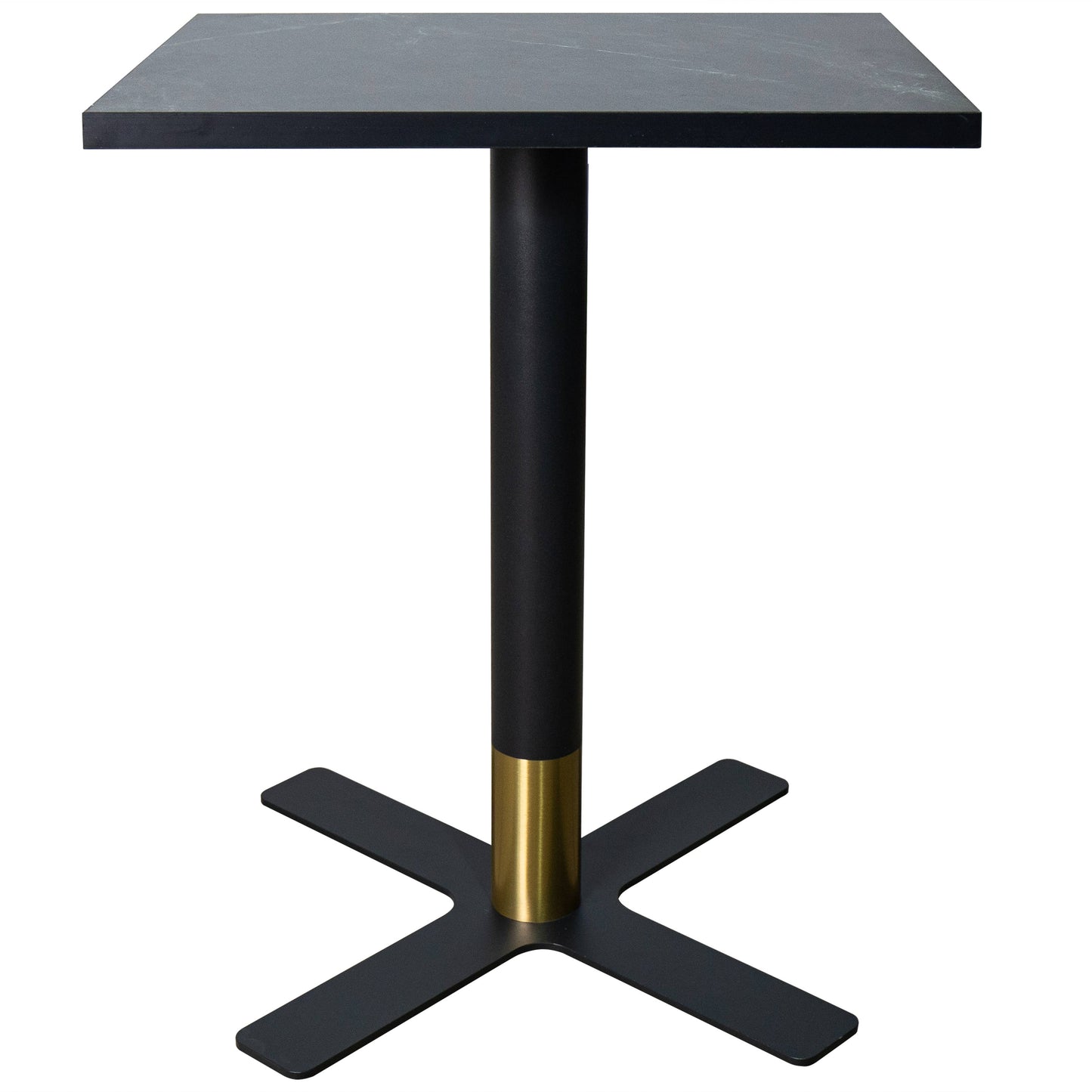 LeisureMod Vail Collection Dining Table Black/Gold X Base With 24" Square MDF Top