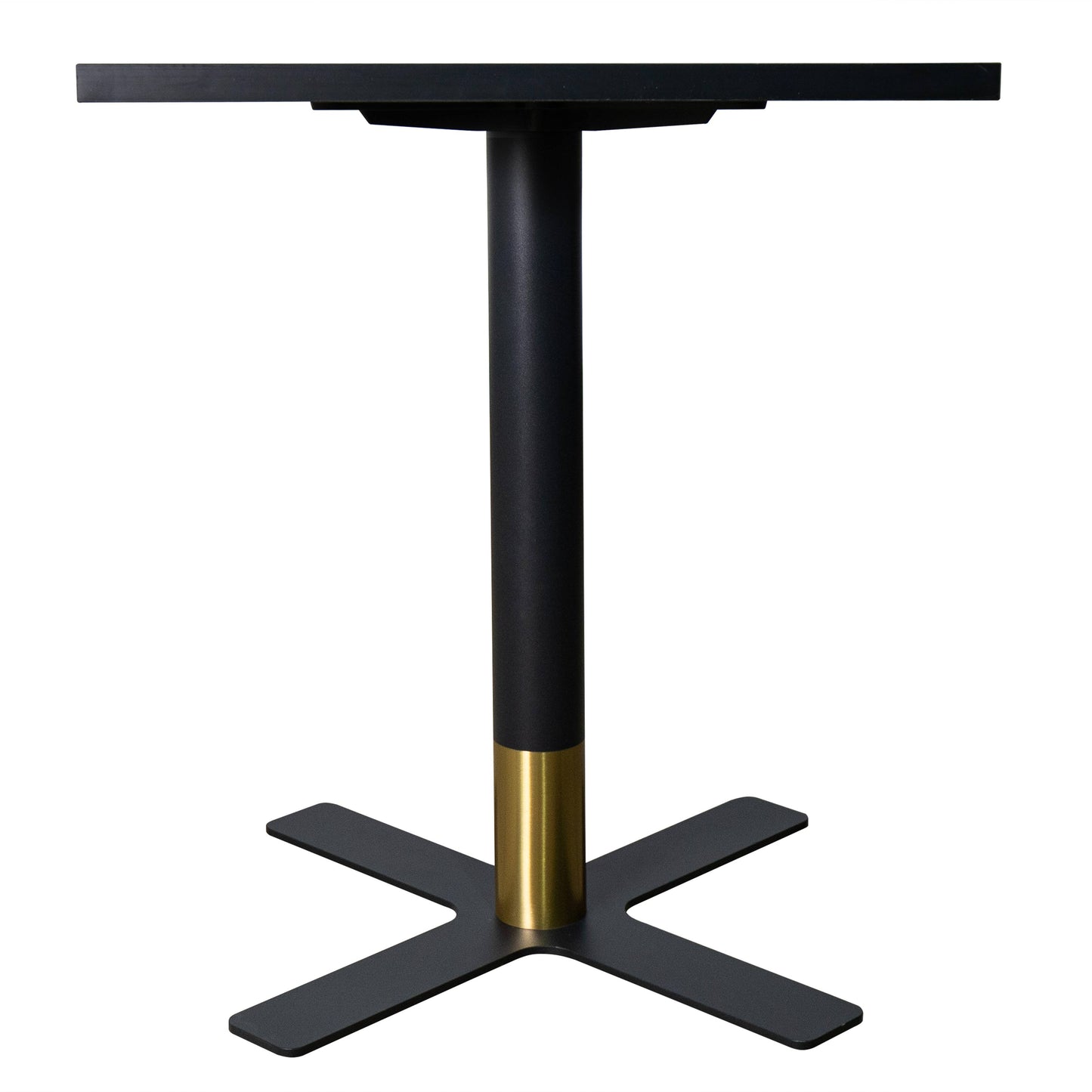 LeisureMod Vail Collection Dining Table Black/Gold X Base With 24" Square MDF Top