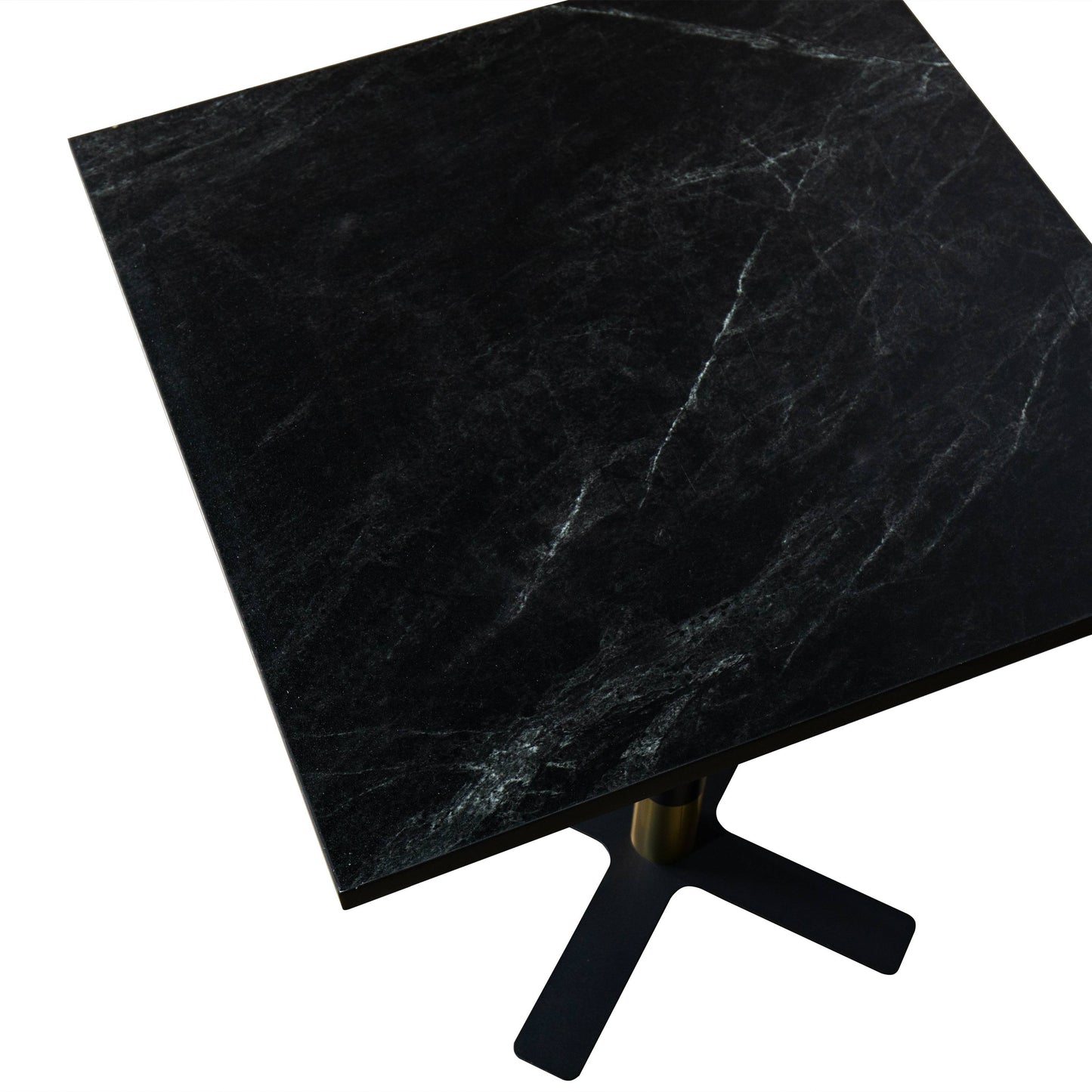 LeisureMod Vail Collection Dining Table Black/Gold X Base With 24" Square MDF Top