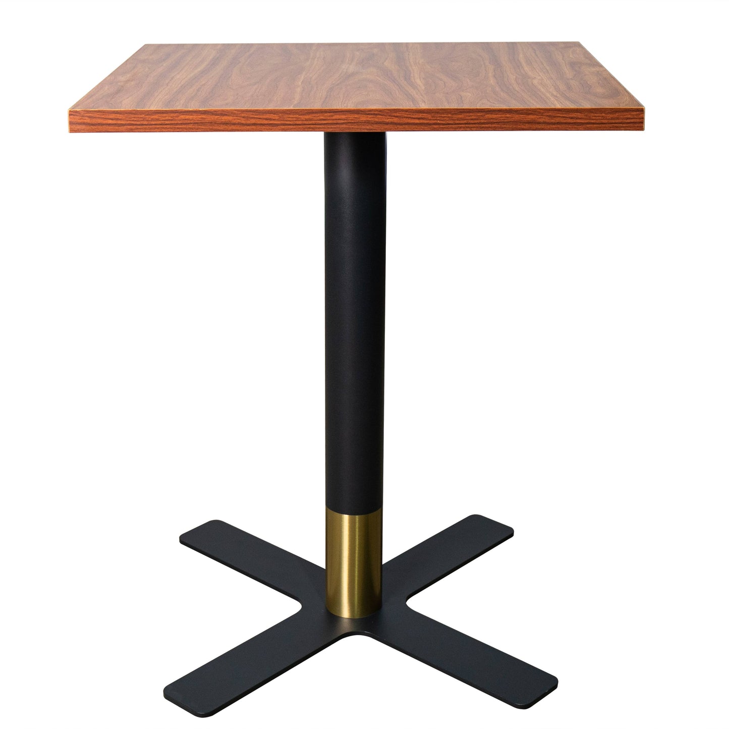 LeisureMod Vail Collection Dining Table Black/Gold X Base With 24" Square MDF Top
