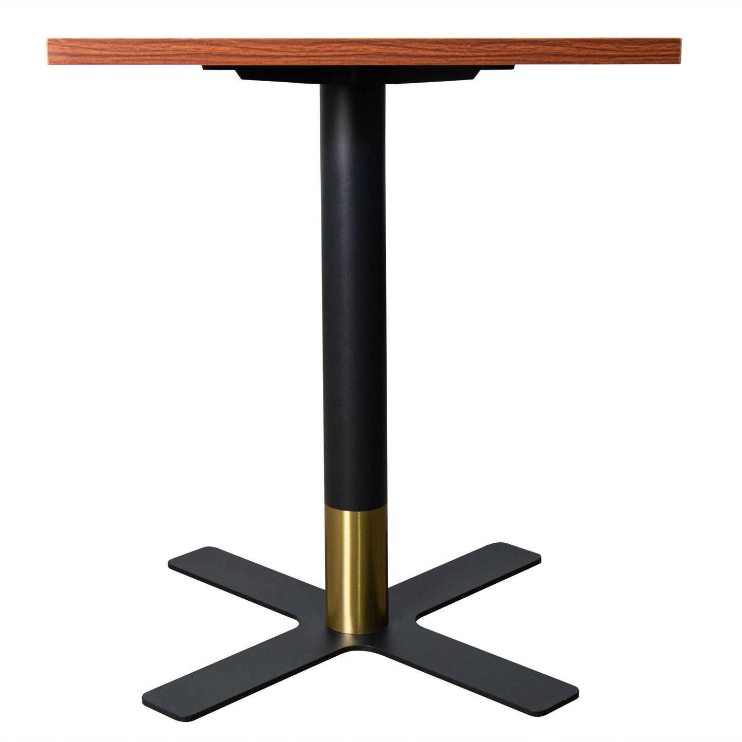 LeisureMod Vail Collection Dining Table Black/Gold X Base With 24" Square MDF Top