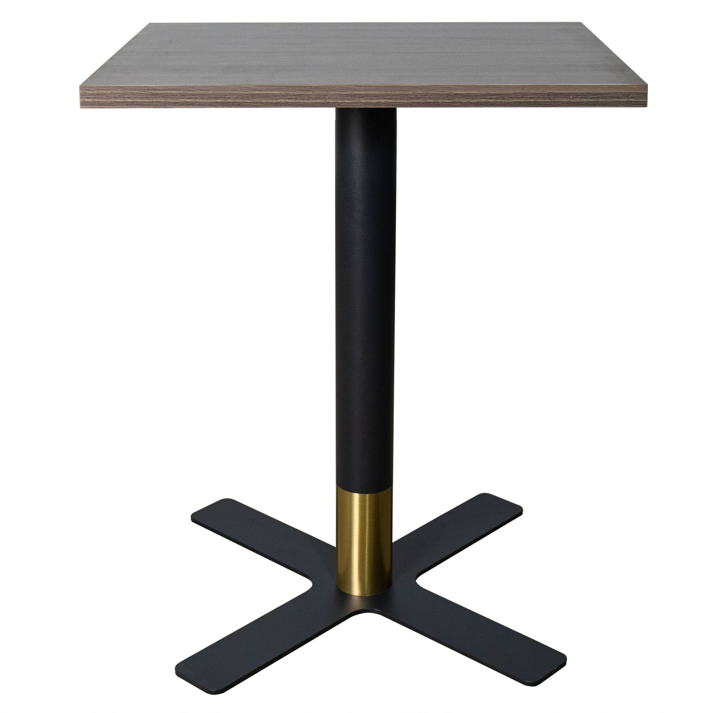 LeisureMod Vail Collection Dining Table Black/Gold X Base With 24" Square MDF Top