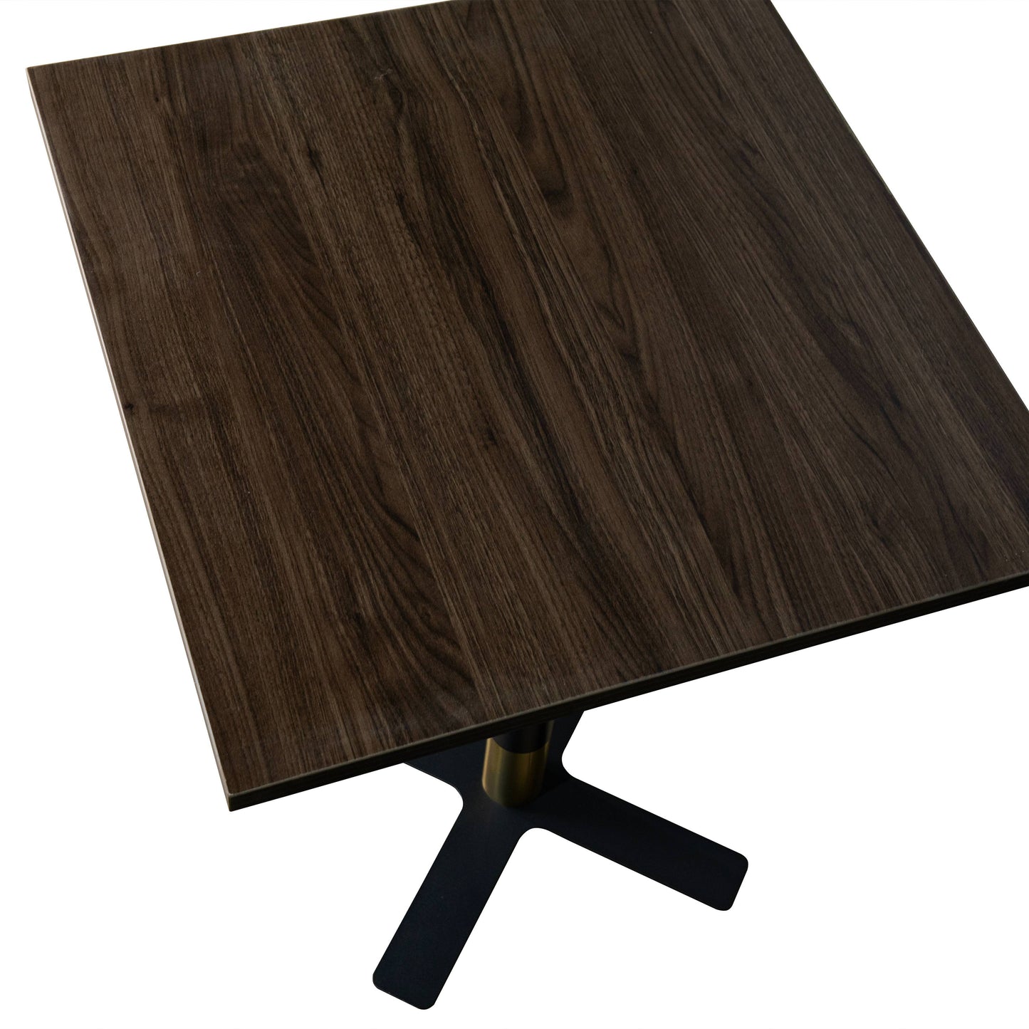 LeisureMod Vail Collection Dining Table Black/Gold X Base With 24" Square MDF Top