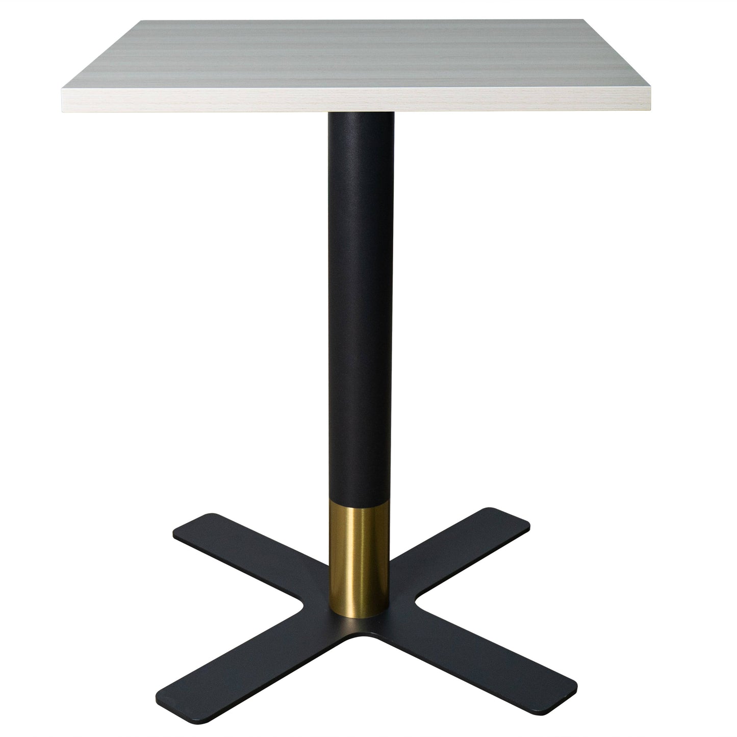 LeisureMod Vail Collection Dining Table Black/Gold X Base With 24" Square MDF Top