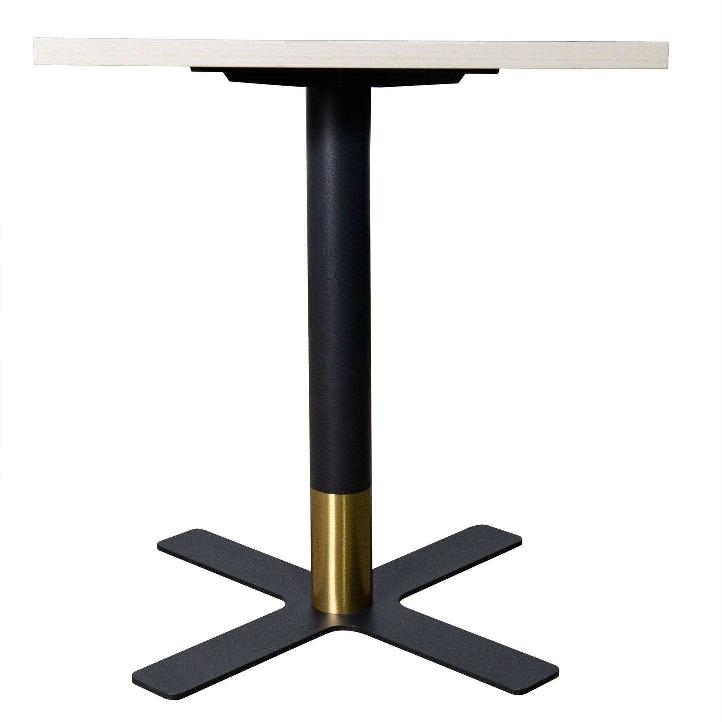 LeisureMod Vail Collection Dining Table Black/Gold X Base With 24" Square MDF Top