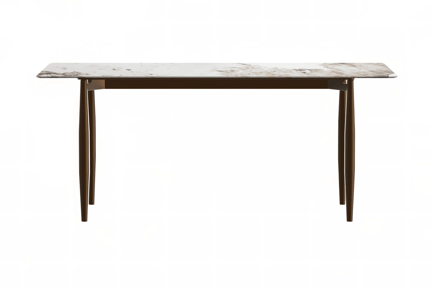 Zinti Dining Table with Glass or Sintered Stone Rectangular Wide Tabletop with Steel Base and Legs