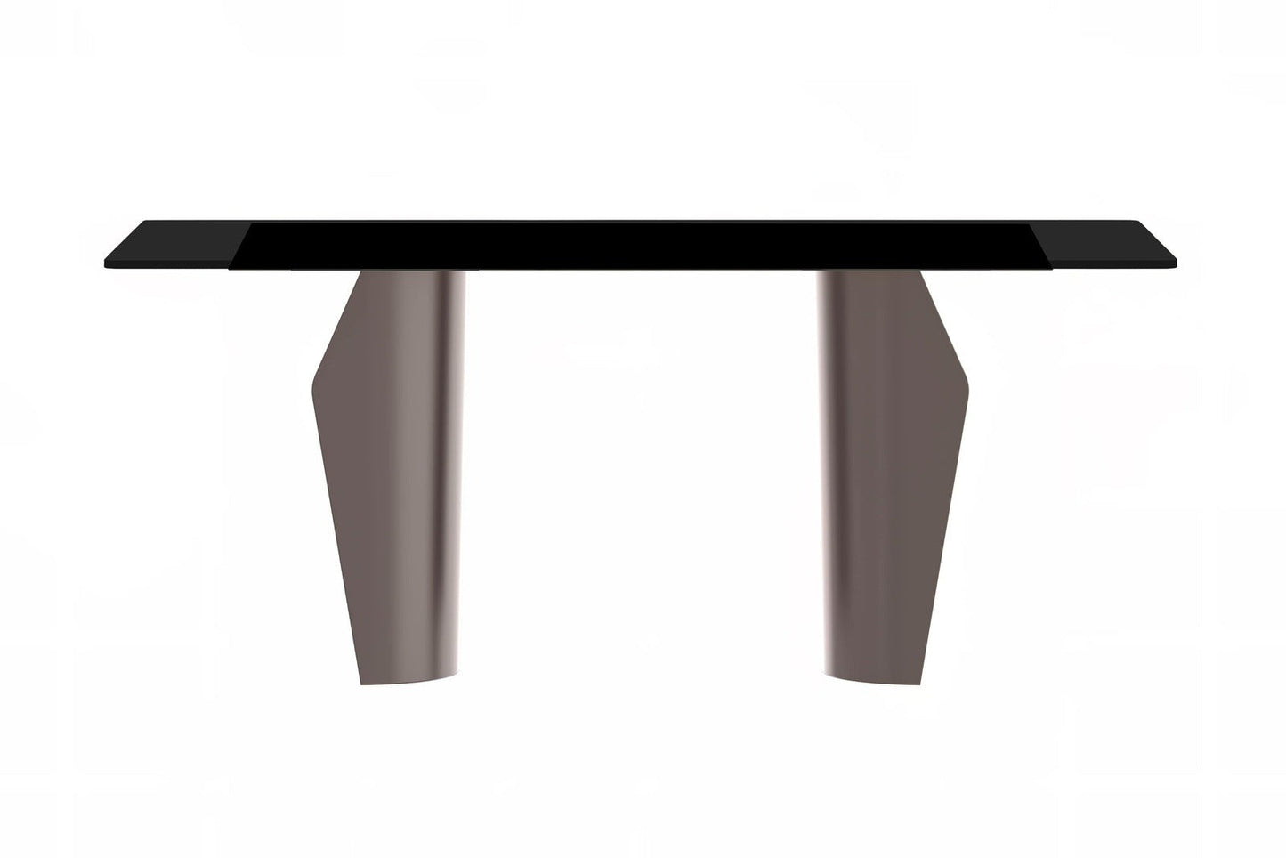 Zelan Dining Table with Rectangular Glass or Sintered Stone Tabletop and Steel Legs