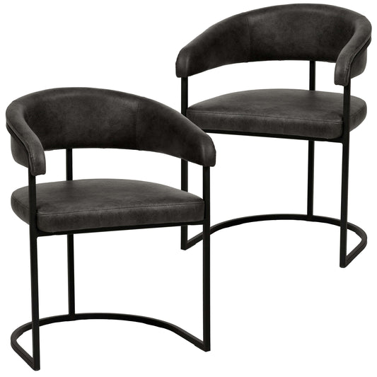 Aero Upholstered Dining Chair Curved Back Design Padded Seat in Iron Set of 2