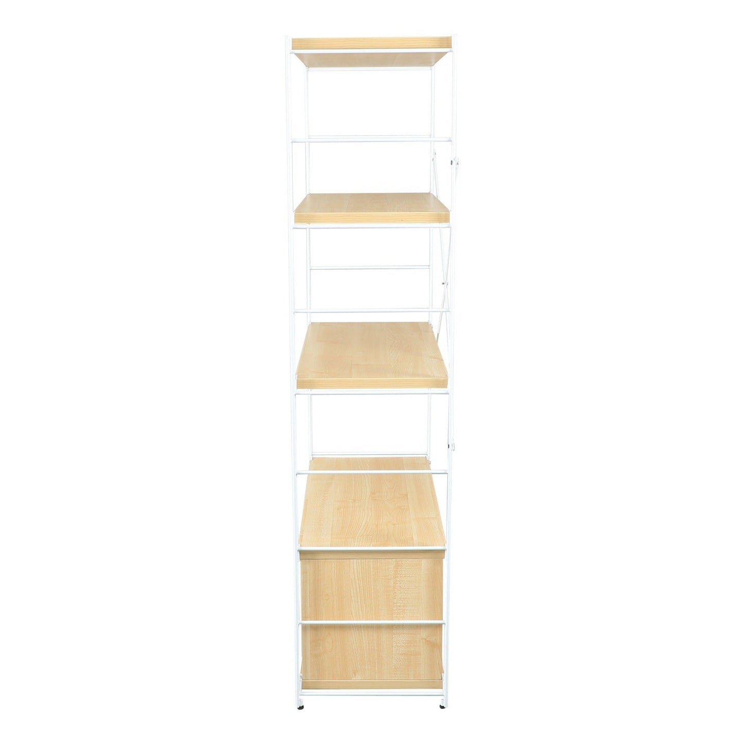 Brentwood Etagere Bookcase with White Powder Coated Steel Frame and Melamine Board Shelves