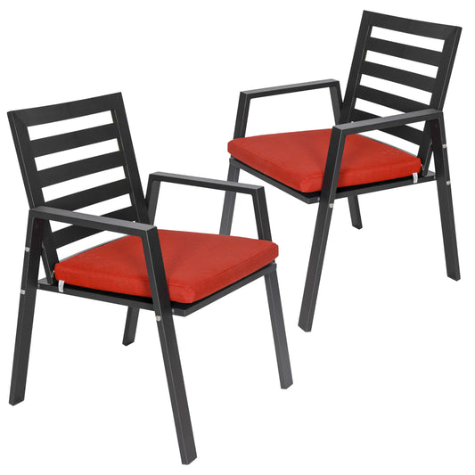 Chelsea Modern Aluminum Patio Dining Armchair with Removable Cushions Set of 4