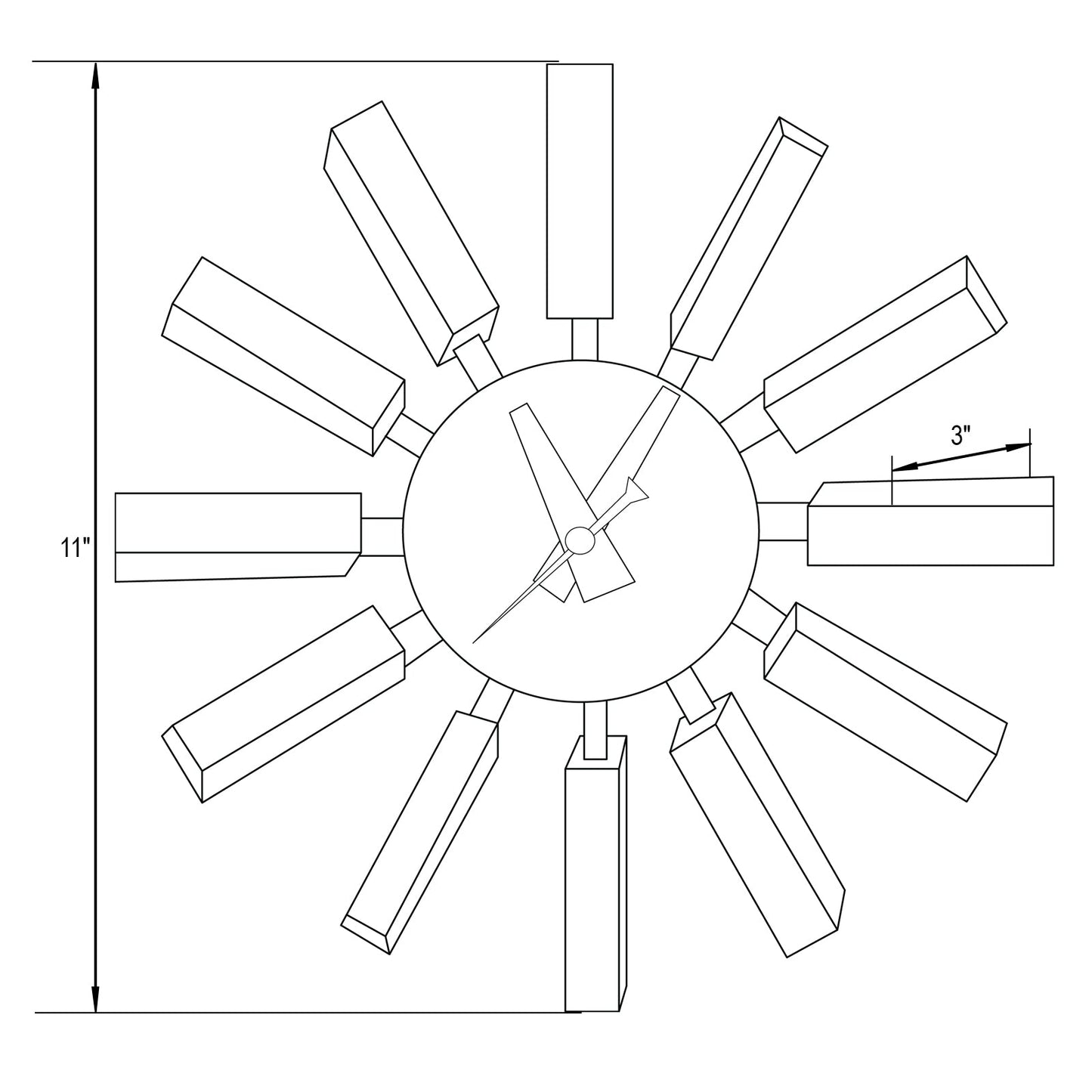 Vdara Modern Design Block Silent Non-Ticking Wall Clock