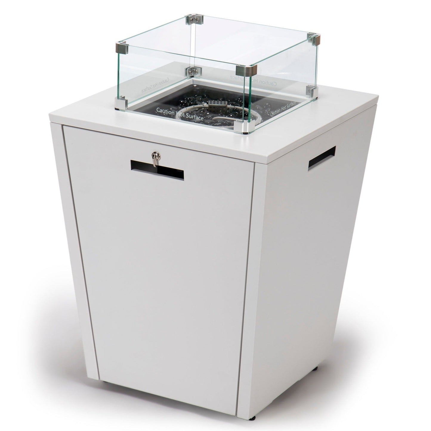 Chelsea Steel Fire Pit Table with Tempered Glass Wind Guard and Lid