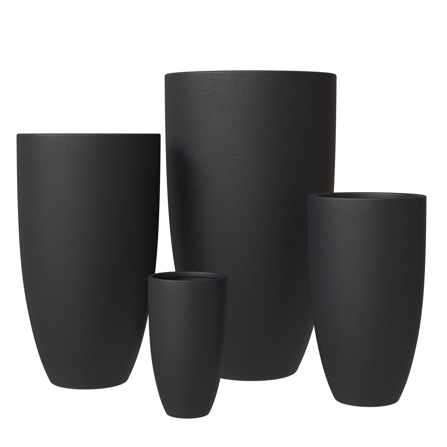 Crete Modern 4-Piece Tapered Round Planter Pot Set in Fiberstone and Clay Weather Resistant Design