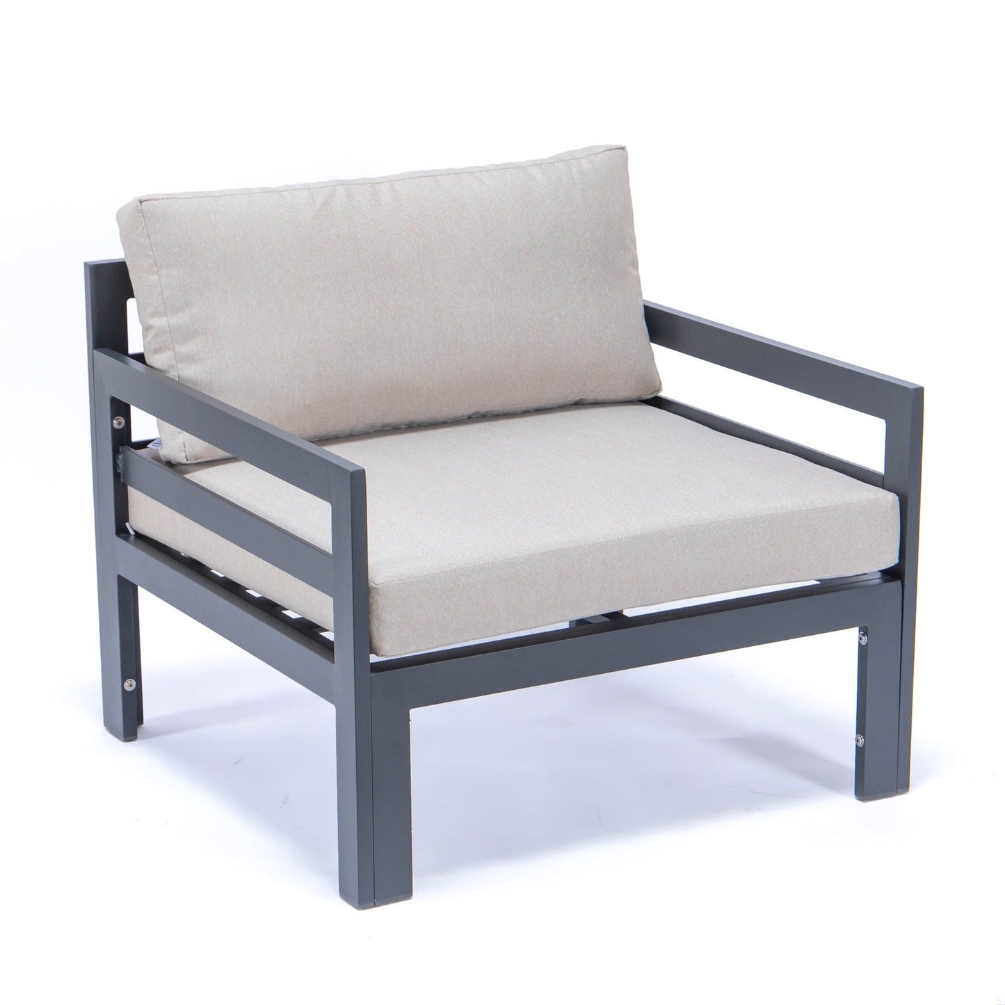 Chelsea Outdoor Patio Black Aluminum Armchairs With Cushions Set Of 2