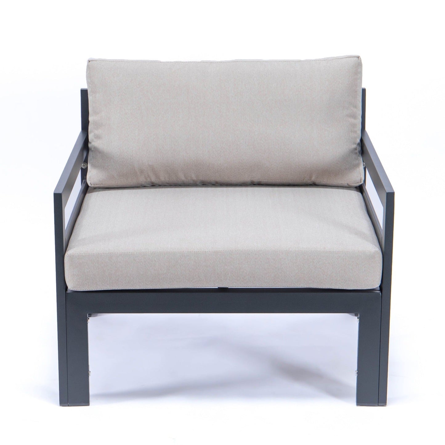Chelsea Outdoor Patio Black Aluminum Armchairs With Cushions Set Of 2