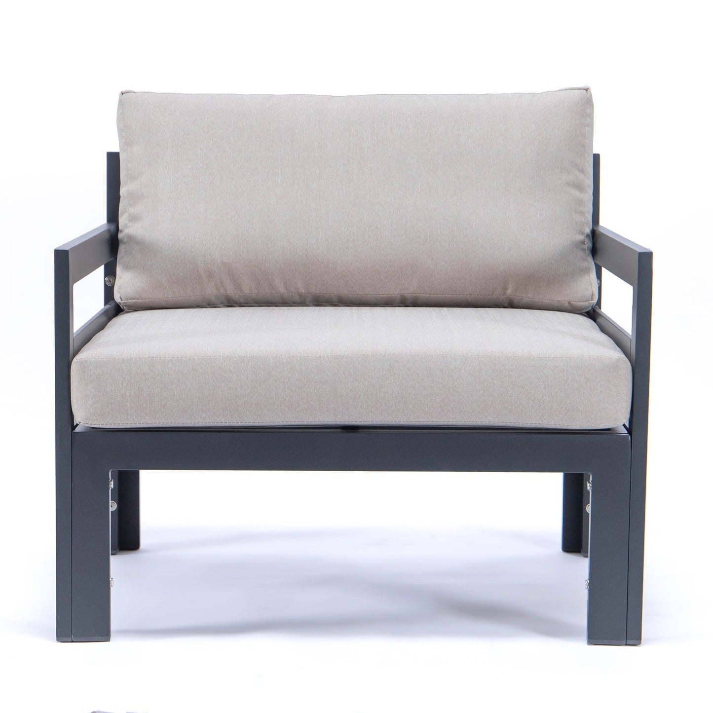 Chelsea Outdoor Patio Black Aluminum Armchairs With Cushions Set Of 2