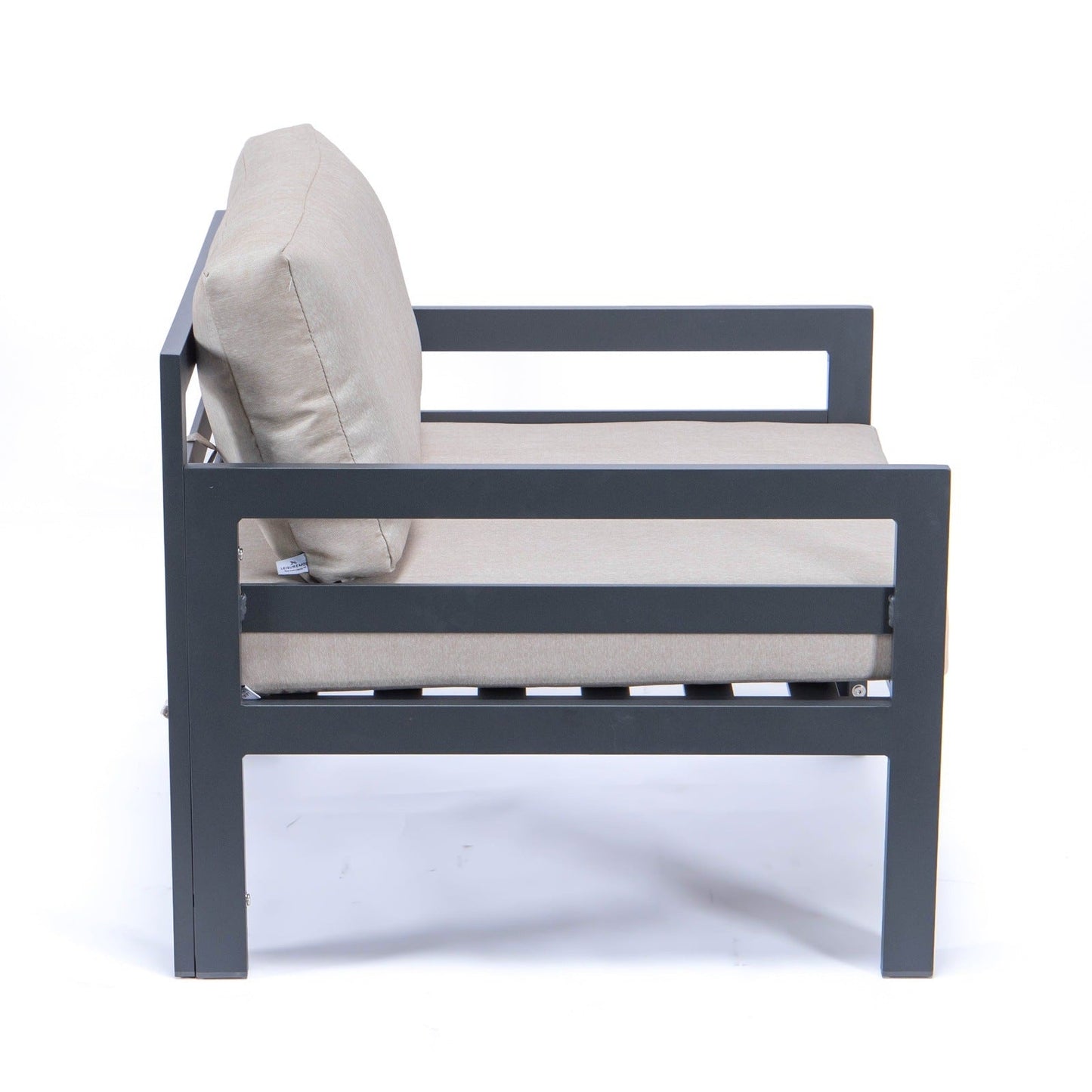 Chelsea Outdoor Patio Black Aluminum Armchairs With Cushions Set Of 2