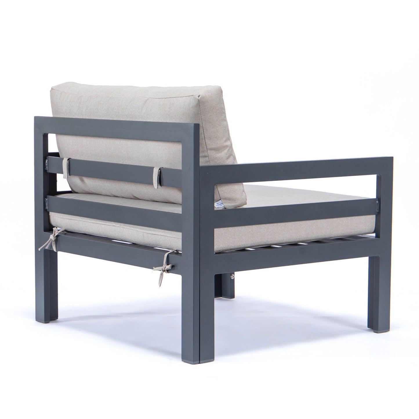 Chelsea Outdoor Patio Black Aluminum Armchairs With Cushions Set Of 2
