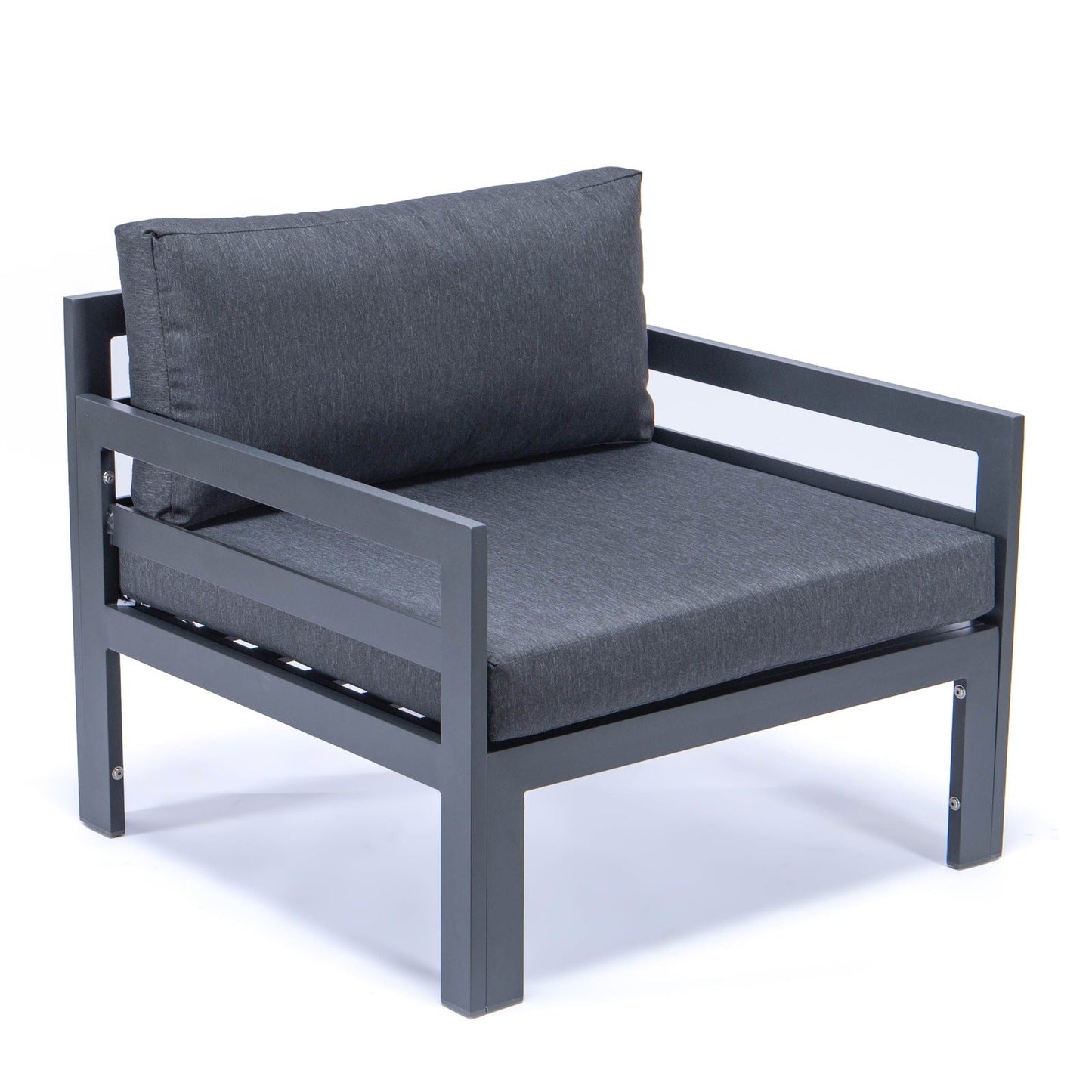 Chelsea Outdoor Patio Black Aluminum Armchairs With Cushions Set Of 2