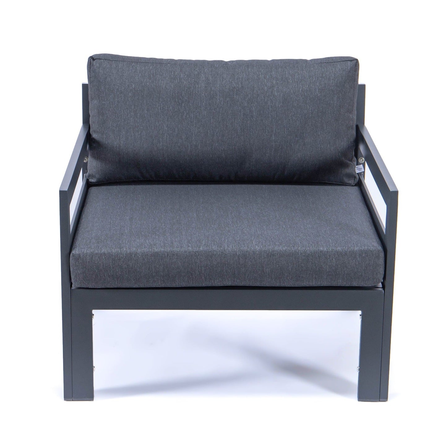 Chelsea Outdoor Patio Black Aluminum Armchairs With Cushions Set Of 2