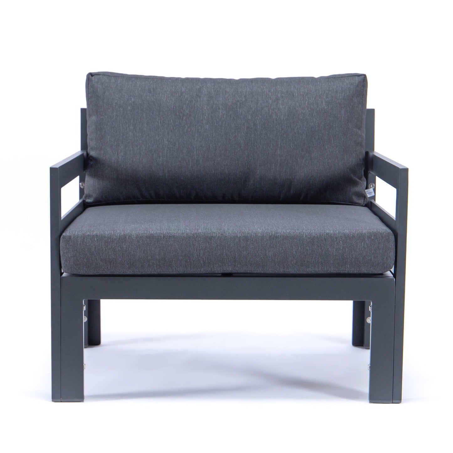 Chelsea Outdoor Patio Black Aluminum Armchairs With Cushions Set Of 2