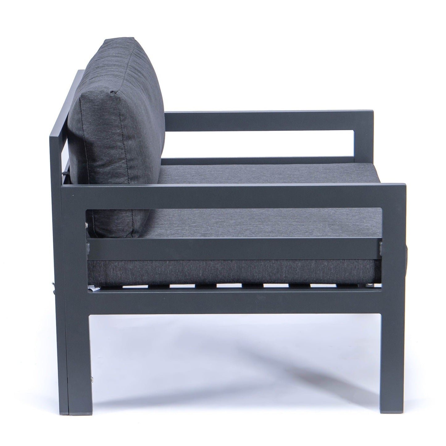 Chelsea Outdoor Patio Black Aluminum Armchairs With Cushions Set Of 2