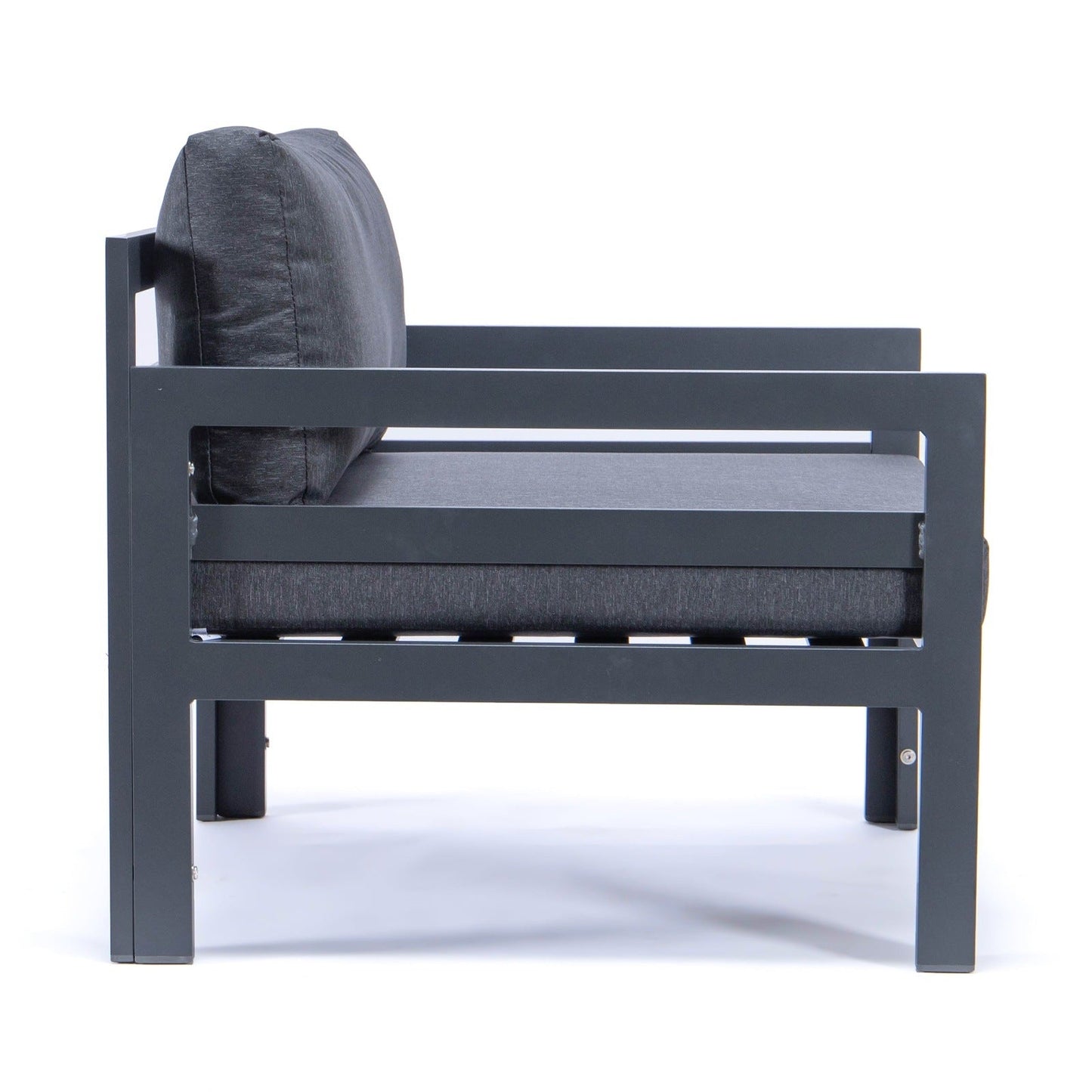 Chelsea Outdoor Patio Black Aluminum Armchairs With Cushions Set Of 2
