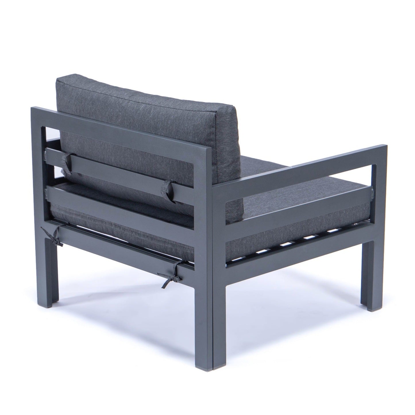 Chelsea Outdoor Patio Black Aluminum Armchairs With Cushions Set Of 2