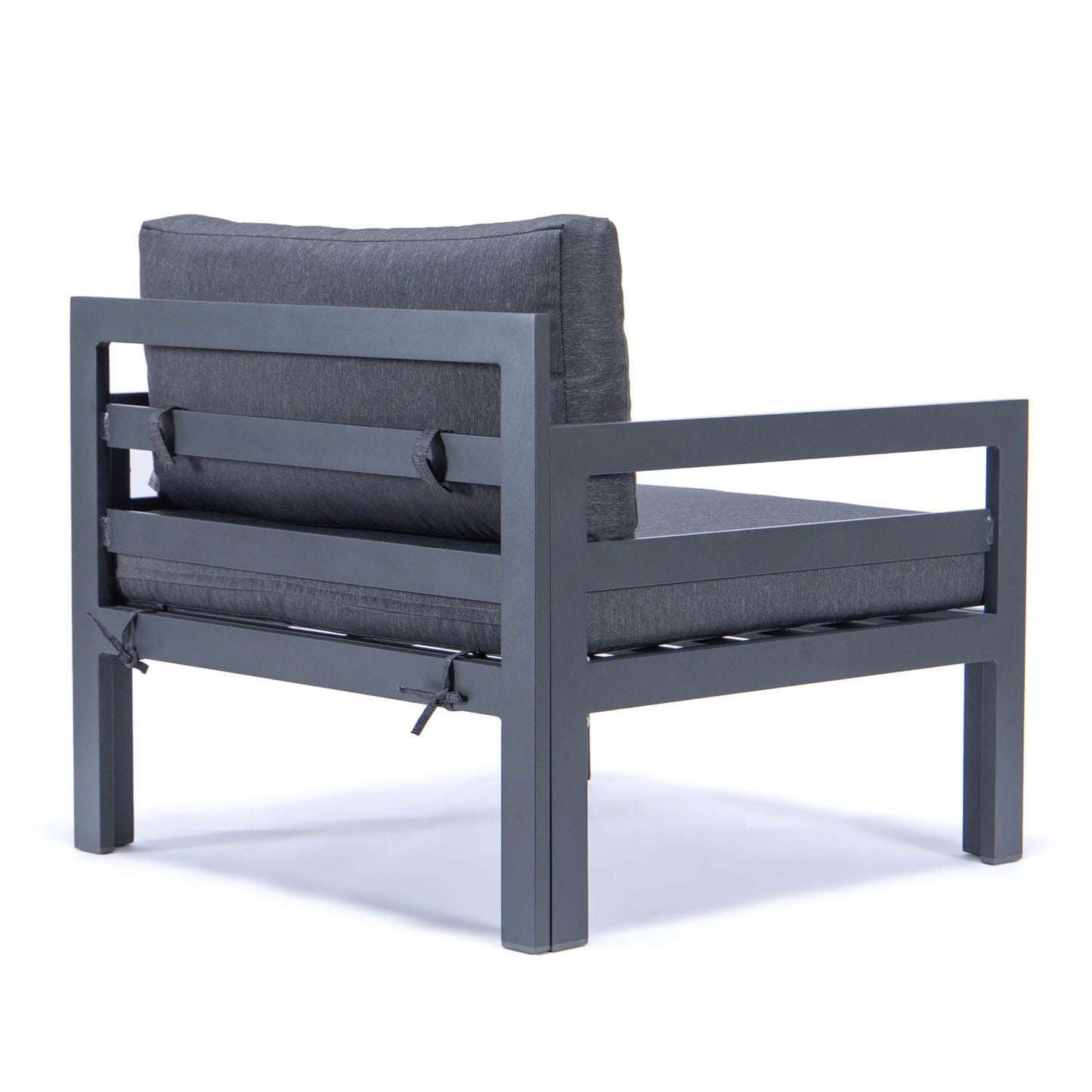 Chelsea Outdoor Patio Black Aluminum Armchairs With Cushions Set Of 2