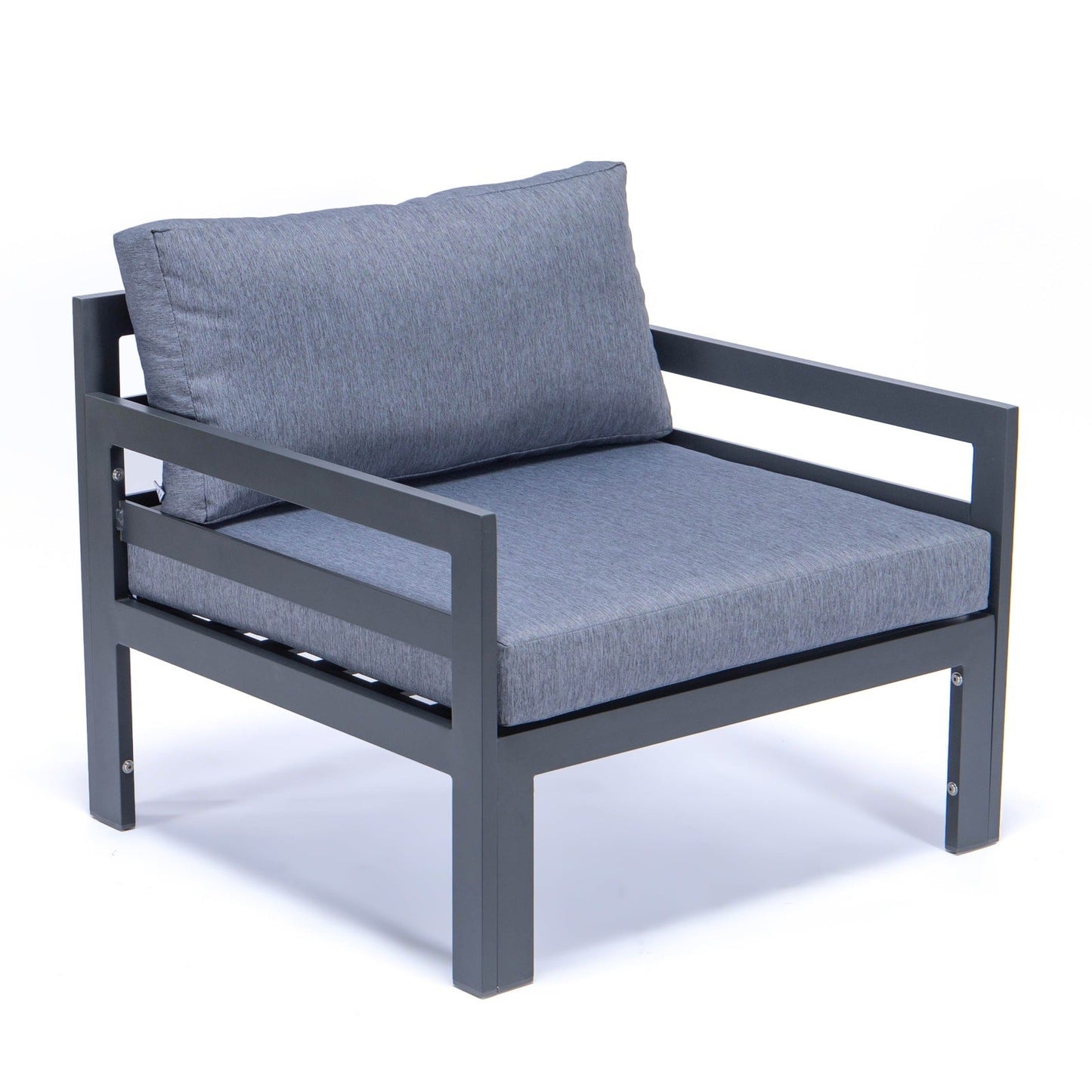 Chelsea Outdoor Patio Black Aluminum Armchairs With Cushions Set Of 2