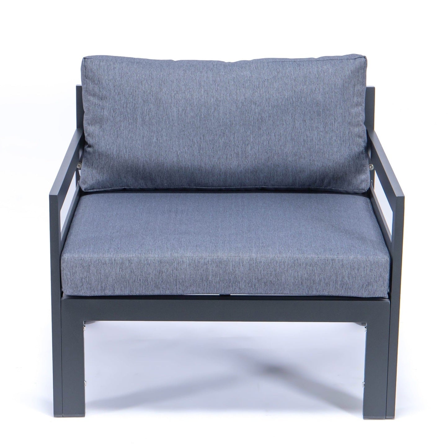 Chelsea Outdoor Patio Black Aluminum Armchairs With Cushions Set Of 2