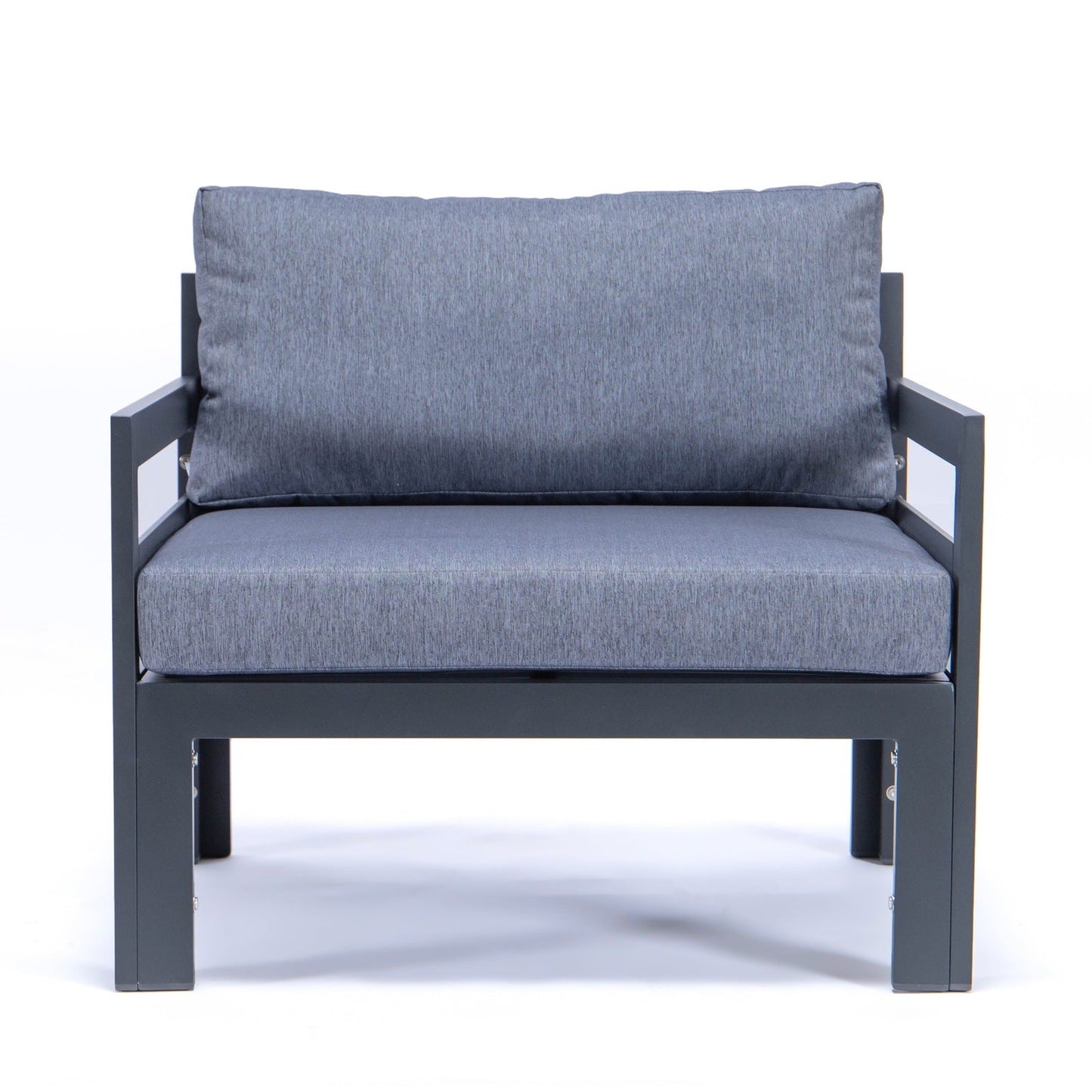 Chelsea Outdoor Patio Black Aluminum Armchairs With Cushions Set Of 2