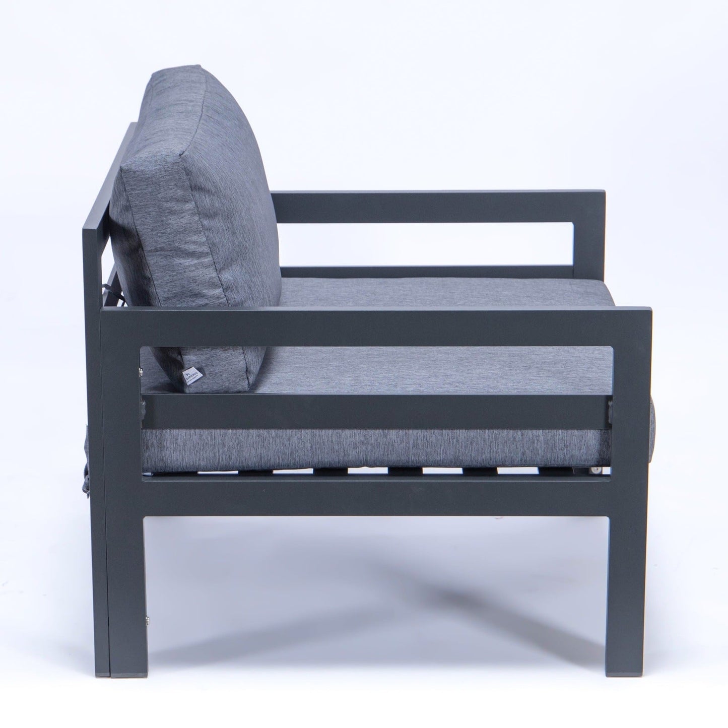 Chelsea Outdoor Patio Black Aluminum Armchairs With Cushions Set Of 2